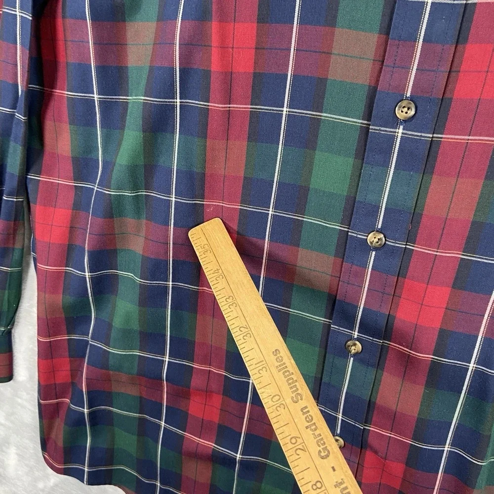 L.L. Bean Shirt Mens Large Tall Button Down Merino Wool Cotton Plaid Long Sleeve